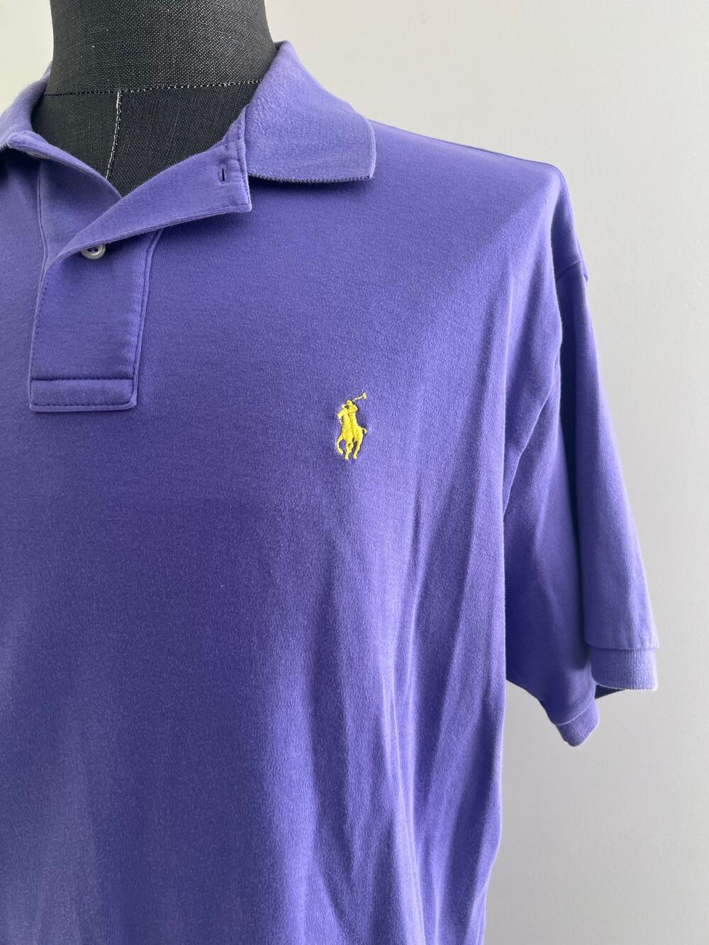 Polo Ralph Lauren 100% Soft Cotton Collared Shirt Purple Yellow Size Large SG